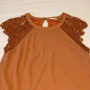 Altar’d State Rust Colored Dress with Lace Sleeves, NEVER WORN
